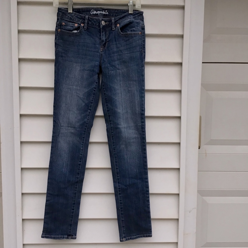 Aeropostale Bayla Jeans Womens Sz 4 Regular Skinny Blue Med Wash Low Rise